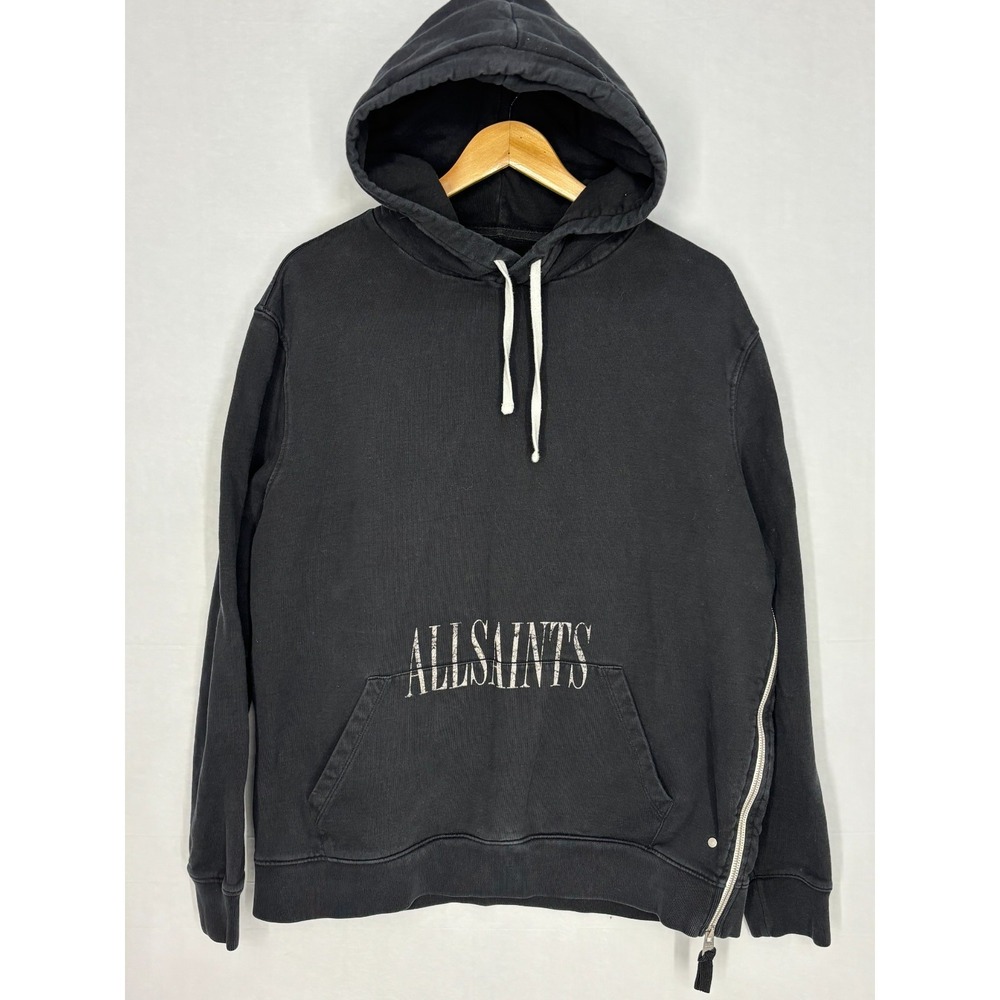 All Saints‎ Hoodie Mens Black Cotton Long Sleeve Kangaroo Pocket Outdoor Medium